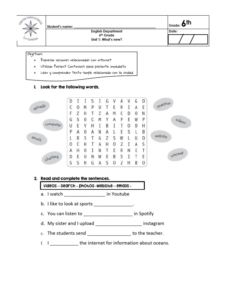 6th Grade English Unit: Present Continuous | PDF