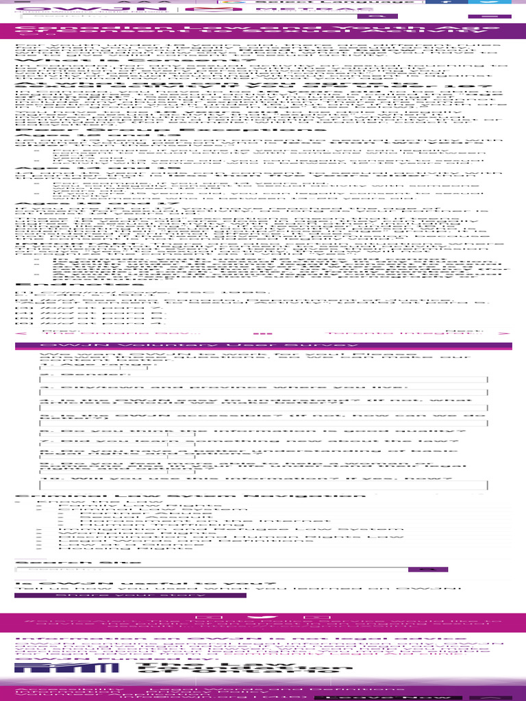 Canadian Law and Youth Age of Consent To Sexual Activity | PDF ...
