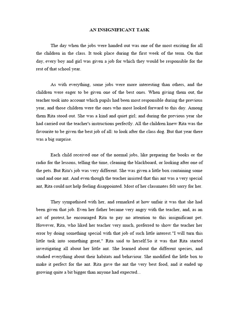 An Insignificant Task | PDF | Teachers