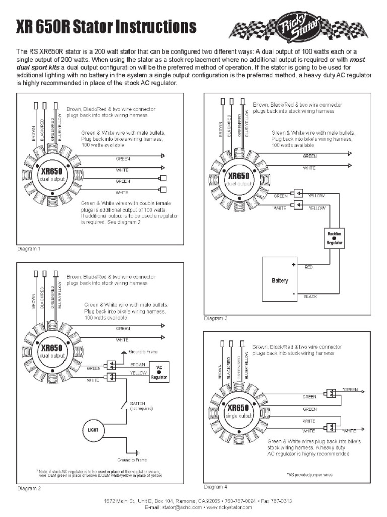 Ricky Stator Wiring XR650R | PDF