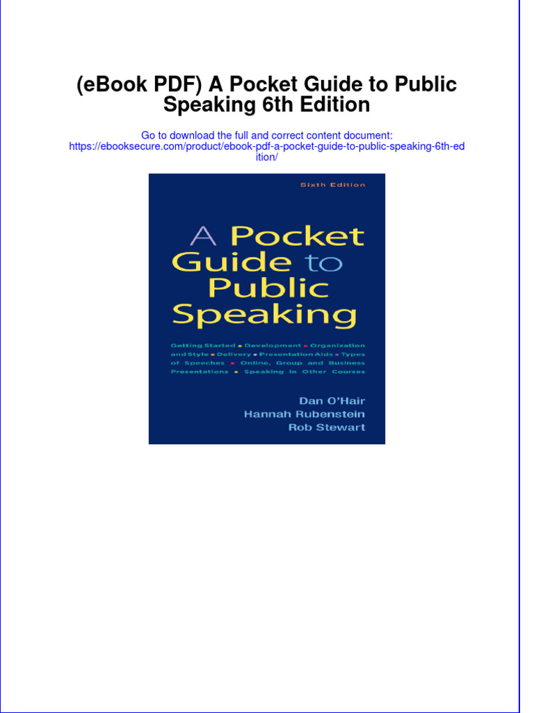 ebook download (eBook PDF) A Pocket Guide to Public Speaking 6th