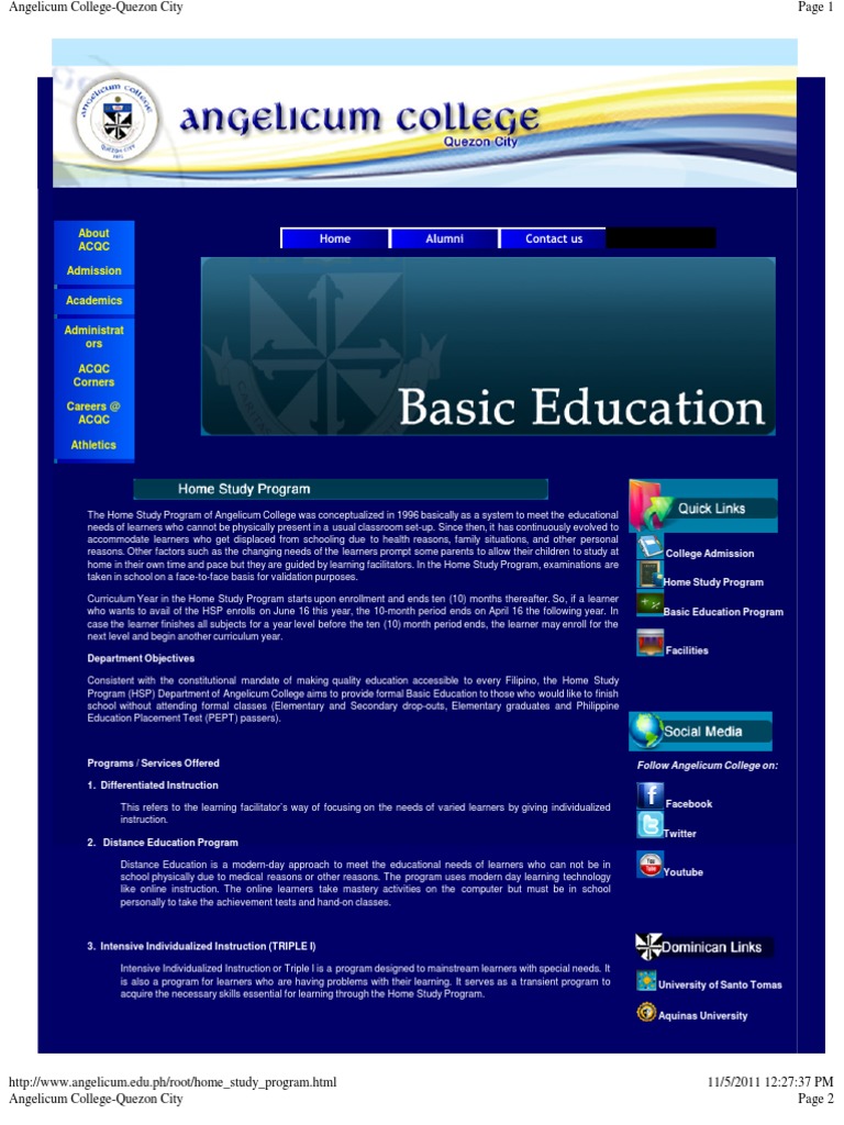 Angelicum CollegeQuezon City Distance Education Curriculum