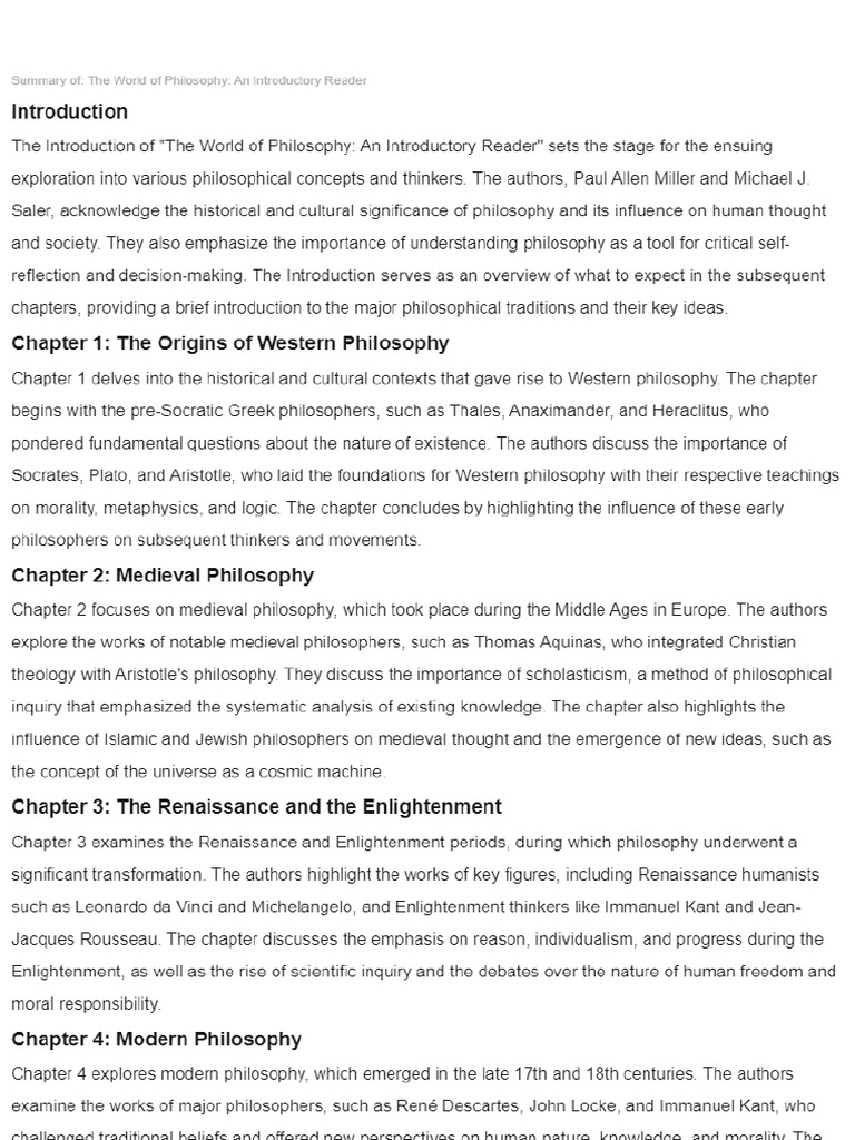 The World Of Philosophy An Introductory Reader Pdf