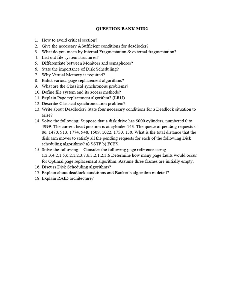 Computer Science Question Bank Mid2 | PDF