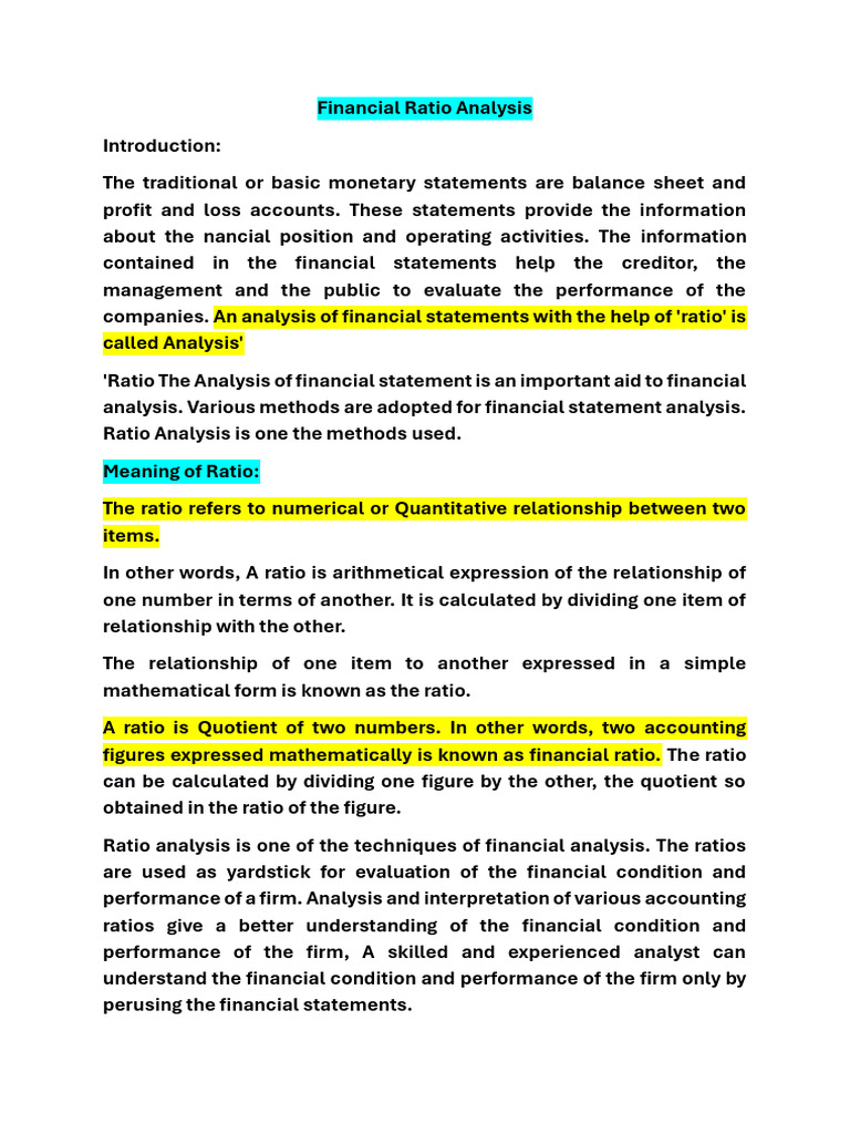 Financial Ratio Analysis Explained | PDF | Revenue | Financial Capital
