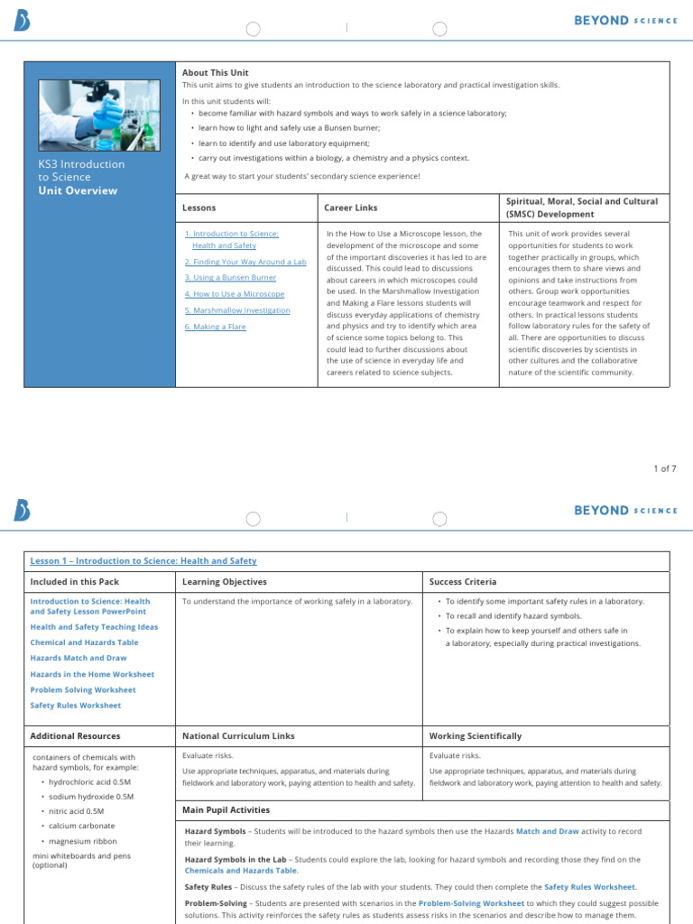 Introduction To Science Unit Overview | PDF | Laboratories | Science
