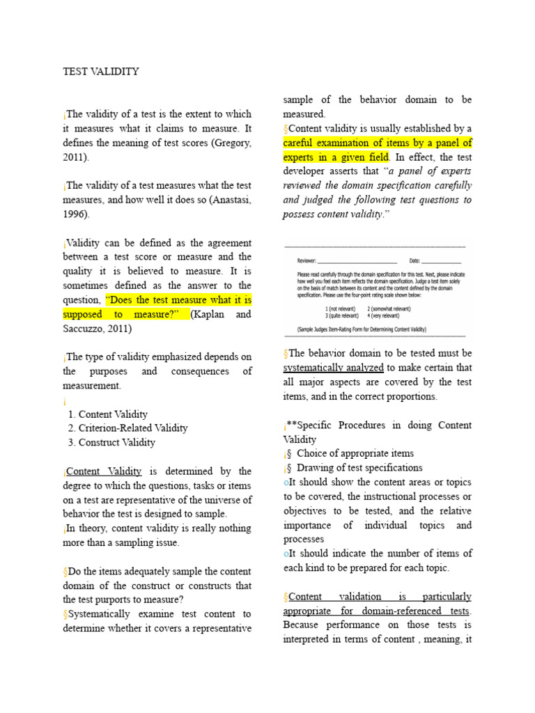 Understanding Test Validity Types | PDF | Validity (Statistics ...