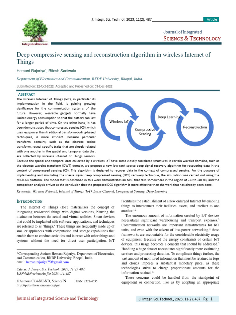 Deep Compressive Sensing and Reconstruction Algorithm in Wireless ...