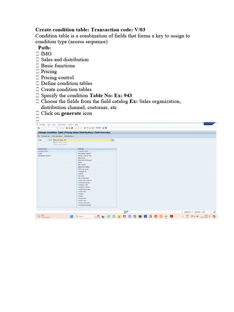 Creating Condition Tables in SAP SD | PDF | Pricing | Computer Programming