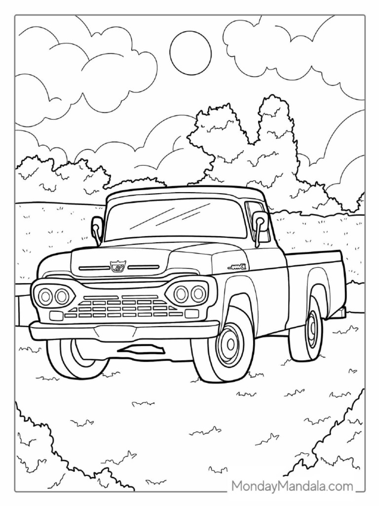 Vintage Pick Up Truck Coloring Page | PDF