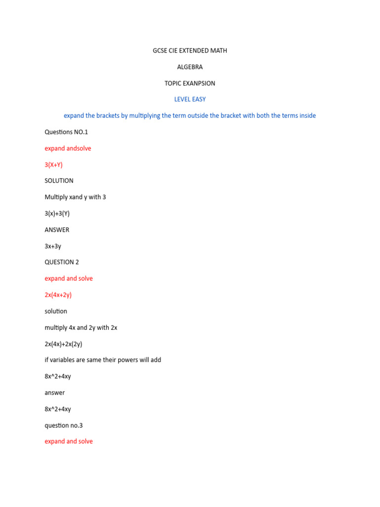 GCSE Extended Math: Expanding Brackets | PDF | Equations | Area