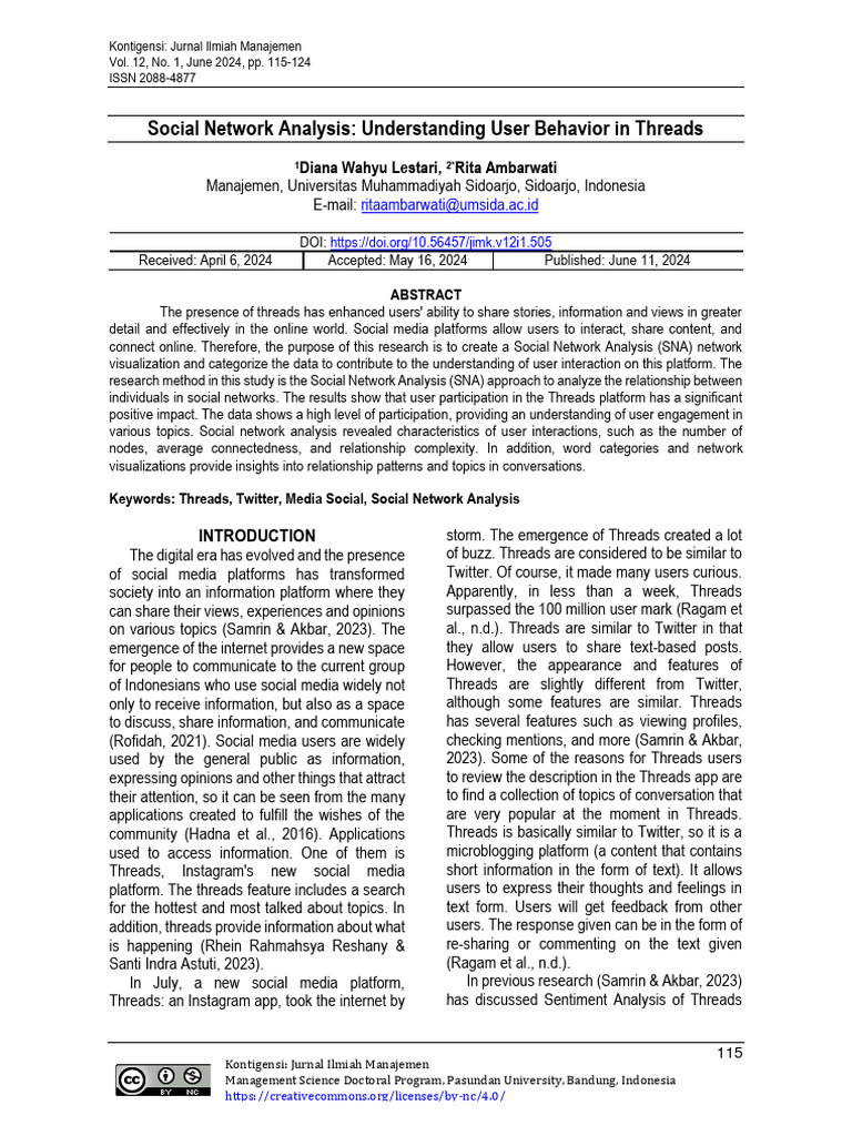 Social Network Analysis of Threads Users | PDF | Social Media | Popular ...