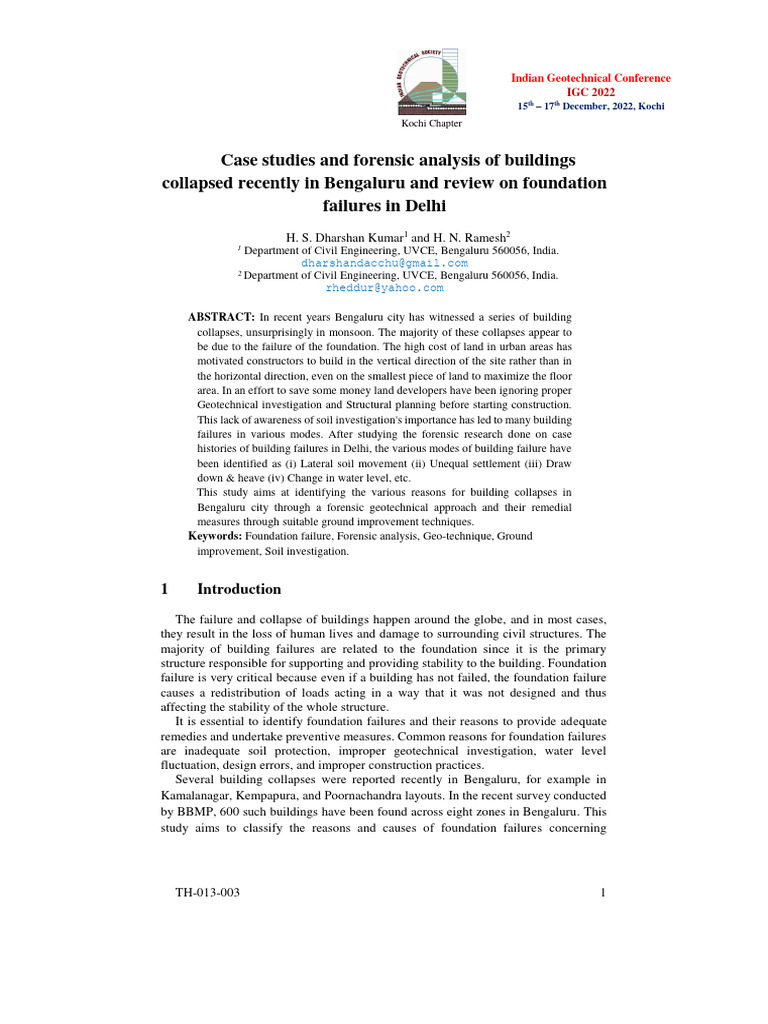 Bengaluru Building Collapse Analysis | PDF | Geotechnical Engineering ...