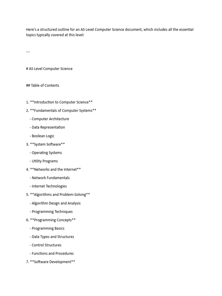 AS Level Computer Science Outline | PDF | Databases | Software Testing