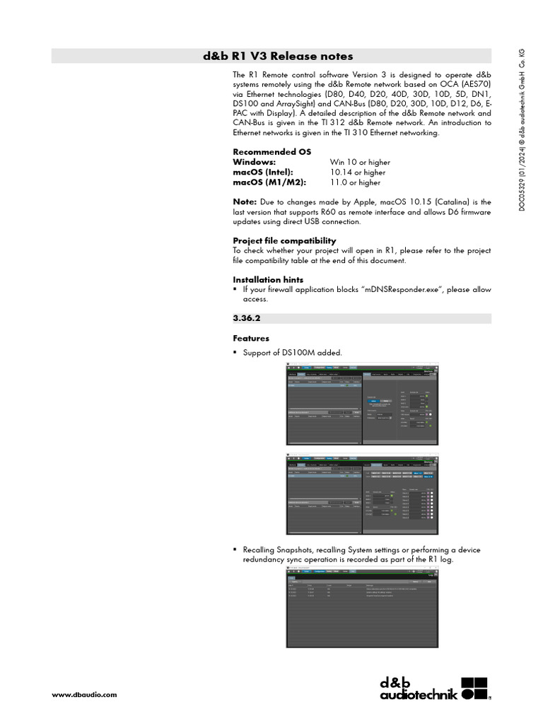 d&b R1 V3 Release Notes Summary | PDF | Mac Os | Amplifier