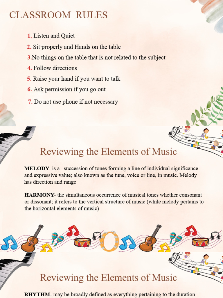 Music Class Guidelines | PDF | Elements Of Music | Musical Compositions