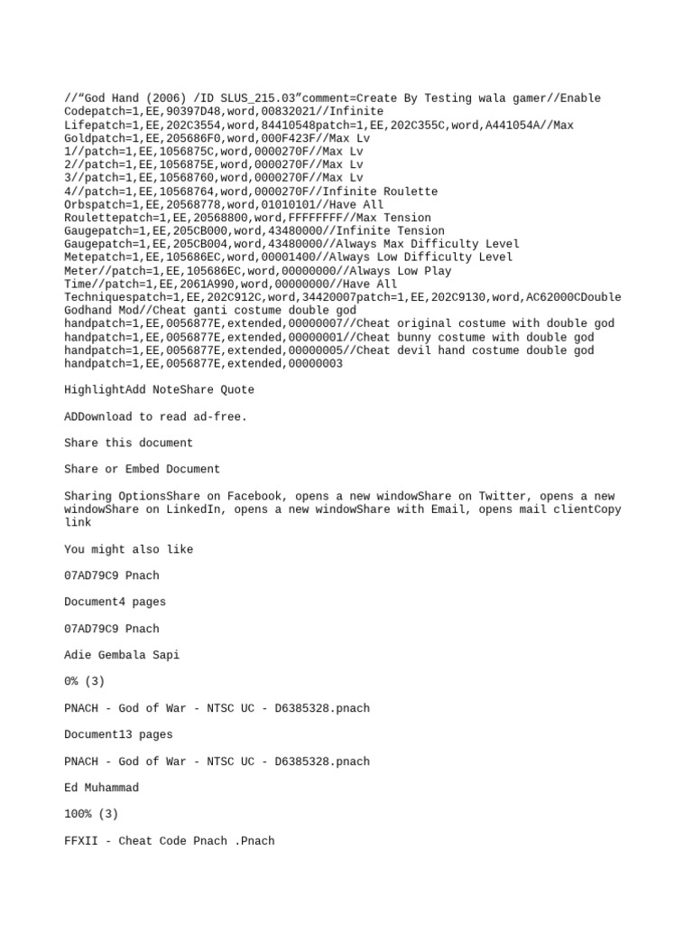 God Hand Double Cheat Codes Guide | PDF