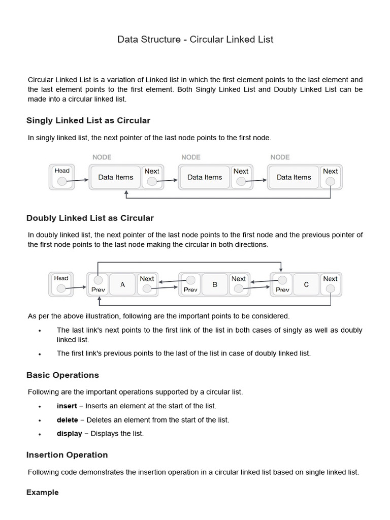 Data Structure - Circular Linked List | PDF | Pointer (Computer ...