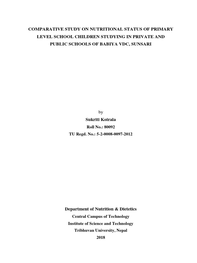 Nutritional Status of School Children in Sunsari | PDF | Malnutrition ...