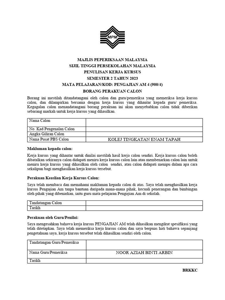 MAJLIS PEPERIKSAAN MALAYSIA | PDF