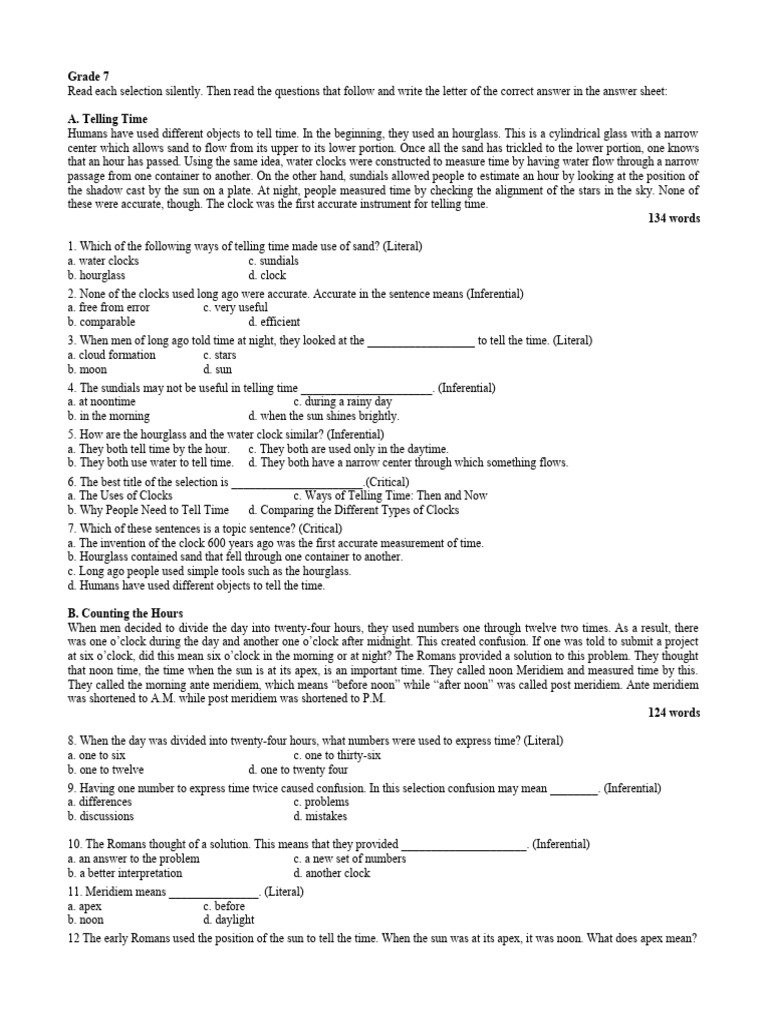 Phili iri silent reading pdf clock