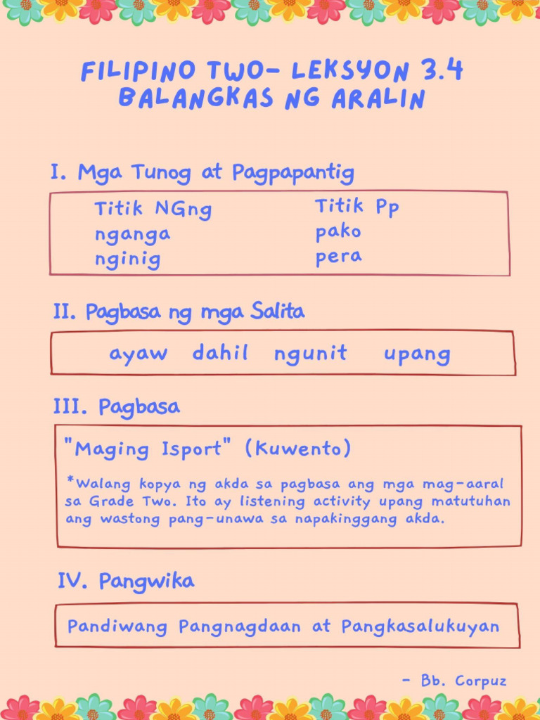 Filipino 2 Lesson 3.4 | PDF