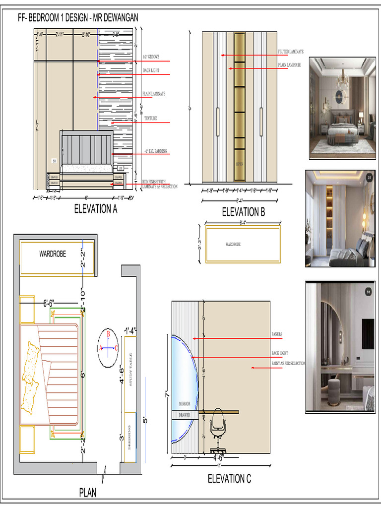 02 Ff-Bedroom 1 Design-Mr Dewangan | PDF | Furniture | Interior Design