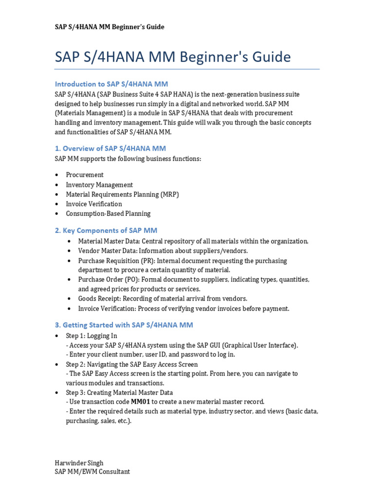 Sap S4hana Mm Beginners Guide Download Free Pdf Receipt Business