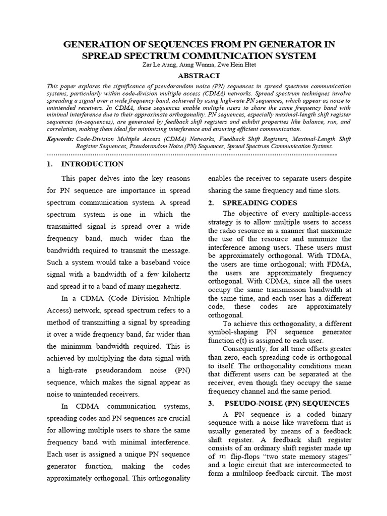 PN Sequences in Spread Spectrum CDMA | PDF | Channel Access Method ...