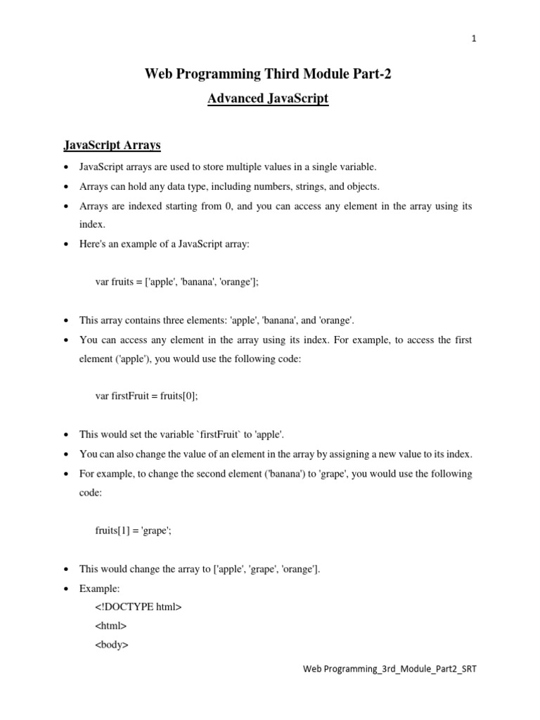 3rd Module Part2 SRT | Download Free PDF | Document Object Model | Java ...