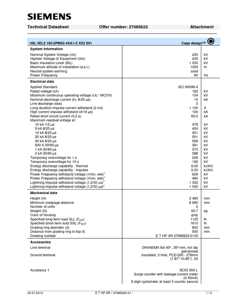 Technical Datasheet 0027085623 001 | PDF | Insulator (Electricity ...