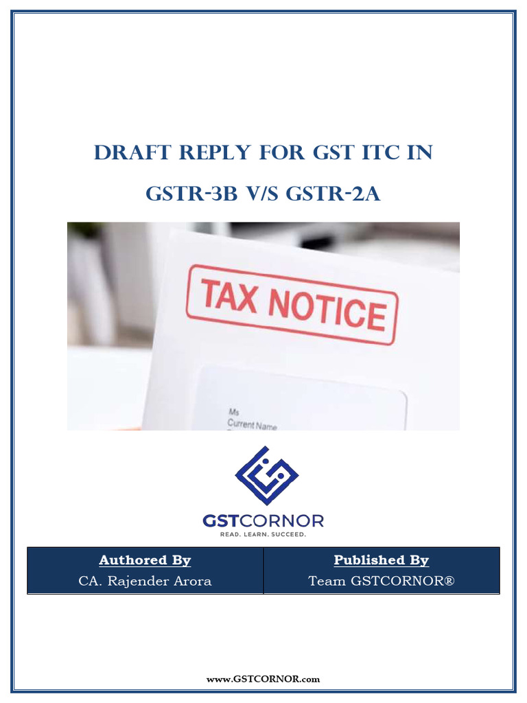 GST Notice Reply for ITC Discrepancies | PDF