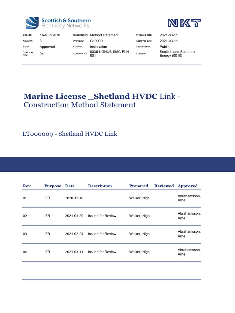 HVDC Shetland Construction - Method - Statement - 3 | PDF | Electric ...