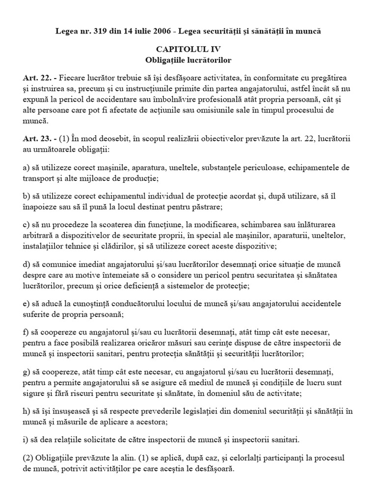 Obligatii SSM Lucratori | PDF