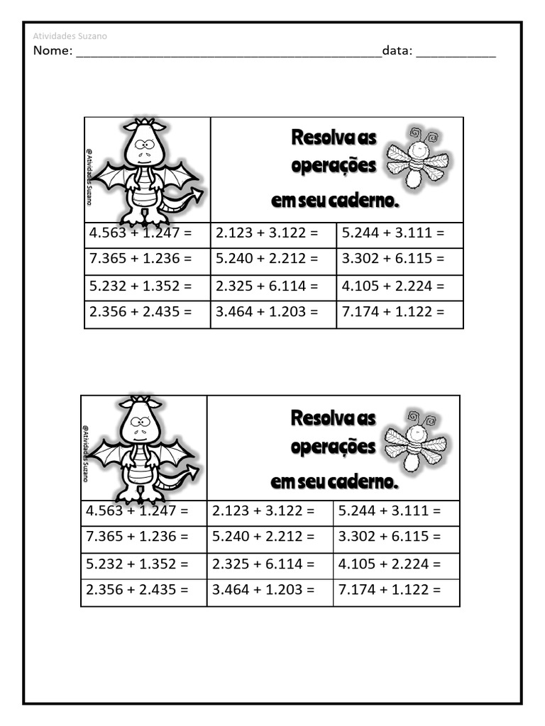 Atividades de Adição e Subtração 5º Ano | PDF