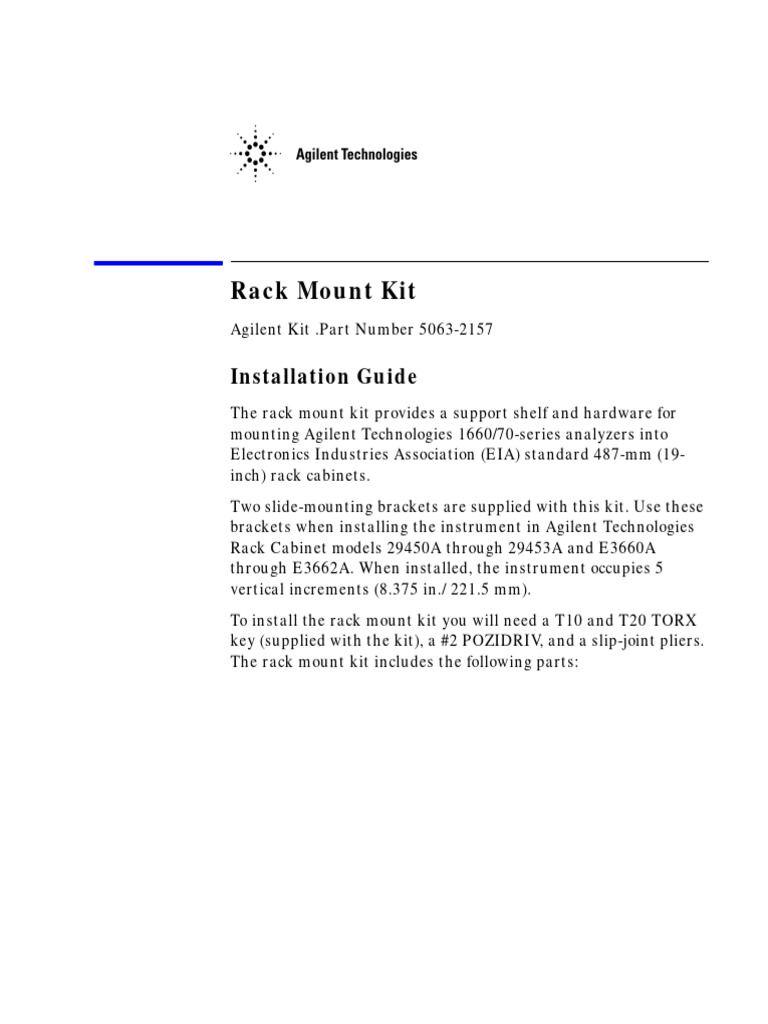 Agilent Rack Mount Kit Installation Guide | PDF | Cabinetry | Equipment