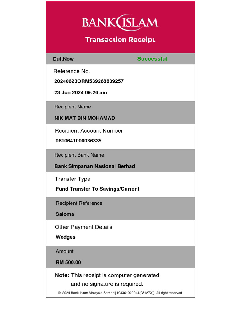 Transaction Receipt 23062024092651 | PDF