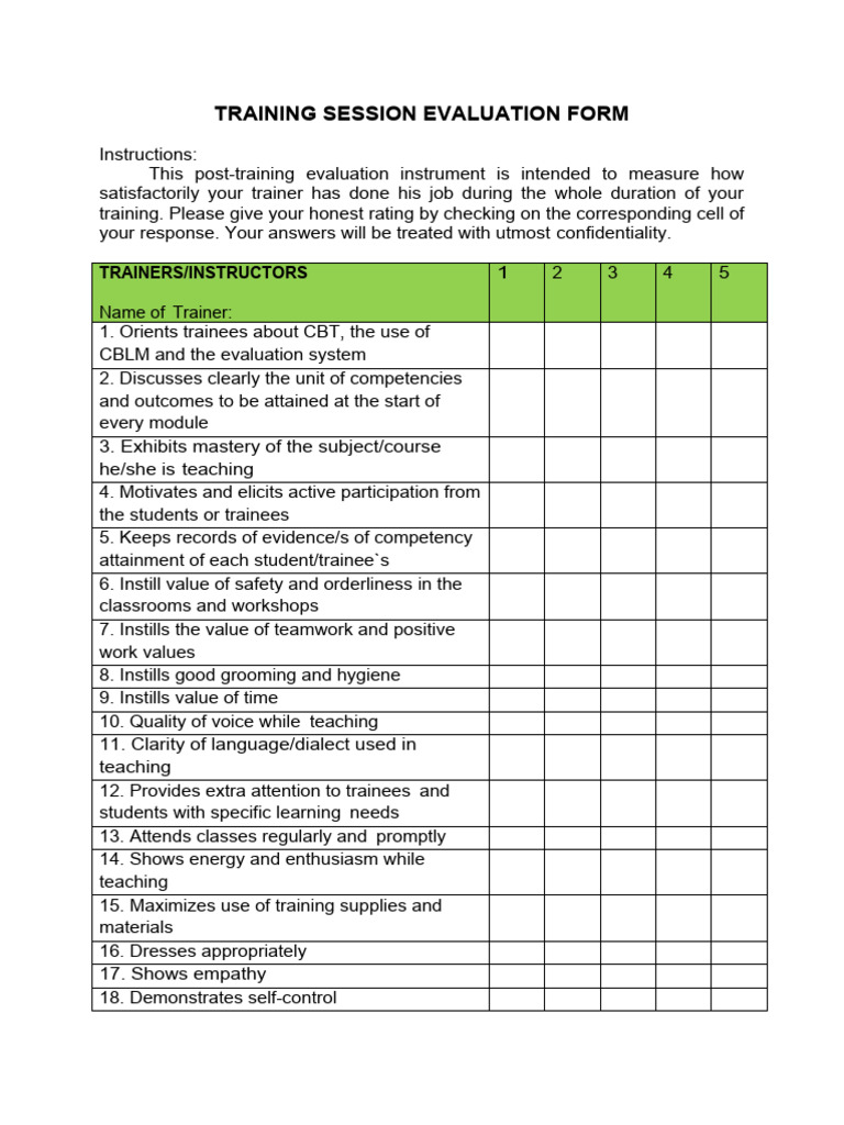 Evaluation form bpp tm1 pdf evaluation learning