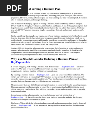 Business Plan Swot Analysis PDF