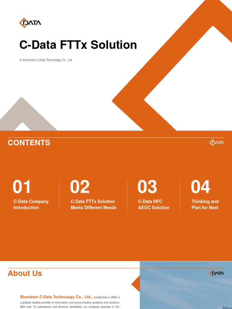C-Data FTTx Solutions Overview | PDF | Fiber To The X | Wi Fi