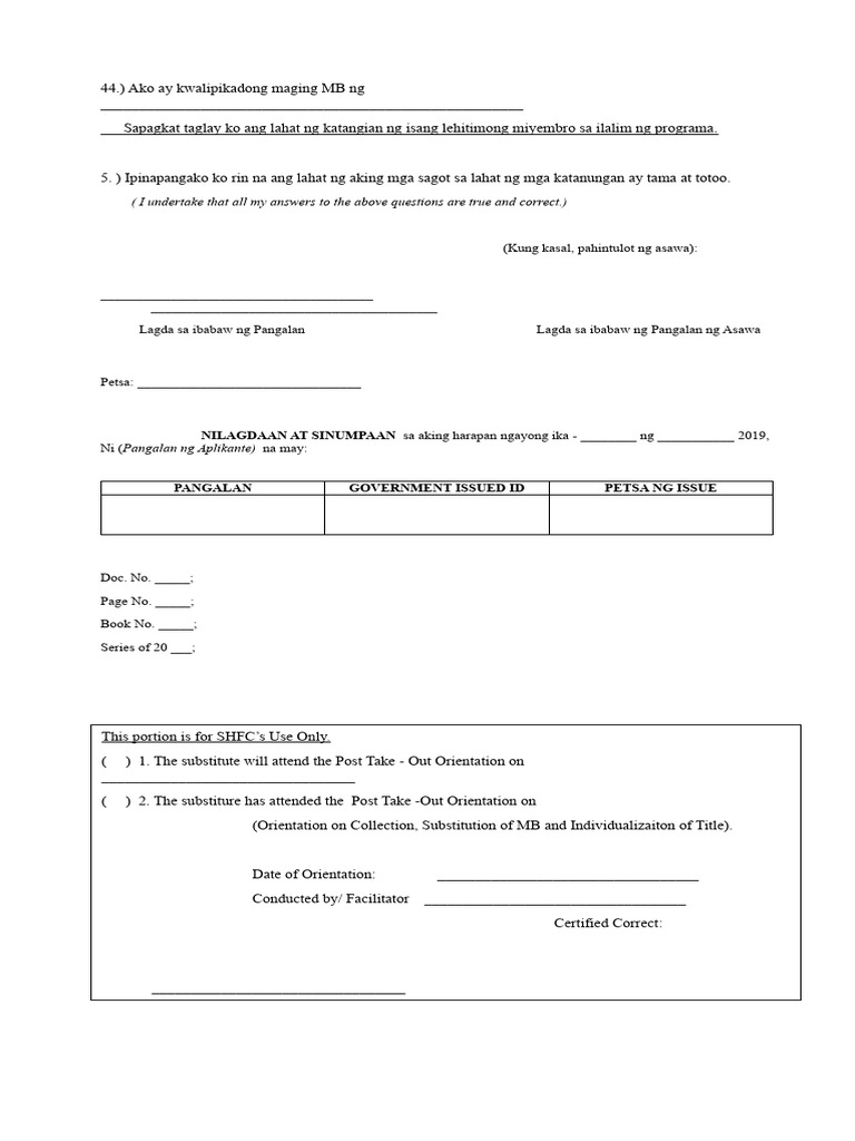 Aplikasyon para Sa Pagpapalit NG Miyembro | PDF