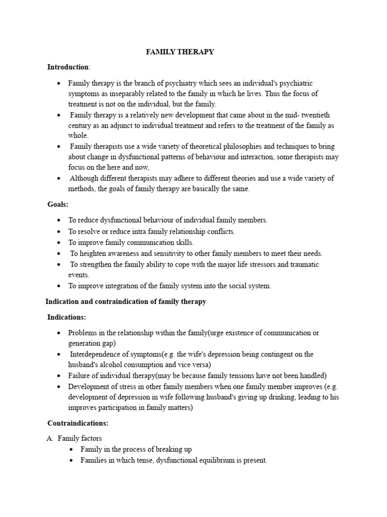 Assignment On Family Therapy | PDF | Psychotherapy | Family