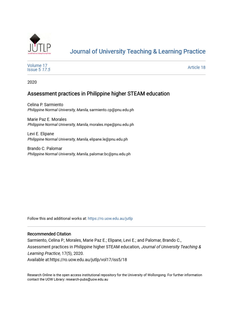 Philippine Higher STEAM Education Assessment | PDF | Educational ...