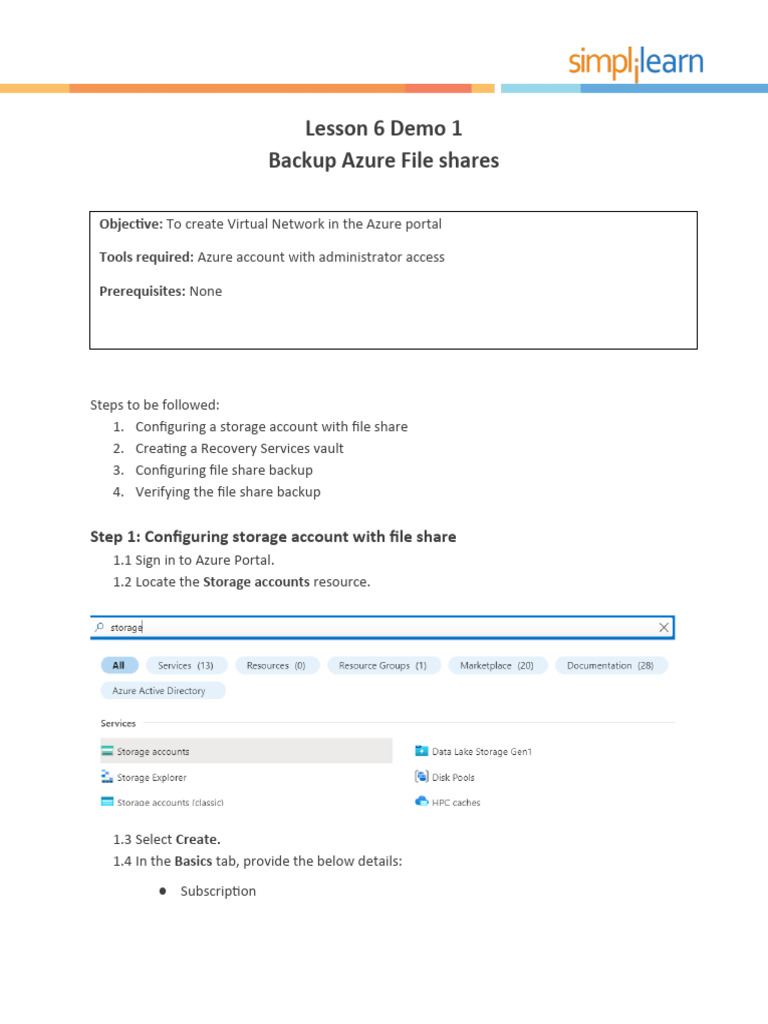 1 - Backup Azure File Share | PDF