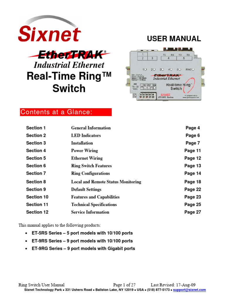 Industrial Ethernet Ring Switch Manual | PDF | Network Switch ...