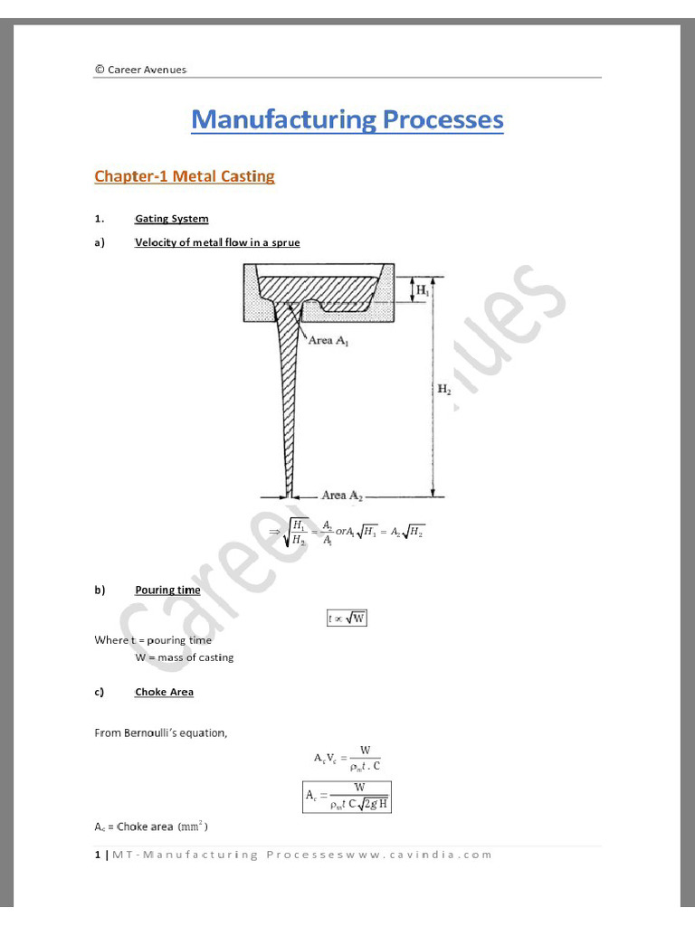 Manufacturing Process Formulae | PDF