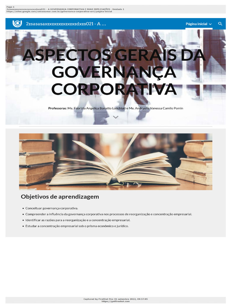 Governança Corporativa e Reorganização Empresarial | PDF | Corporações ...