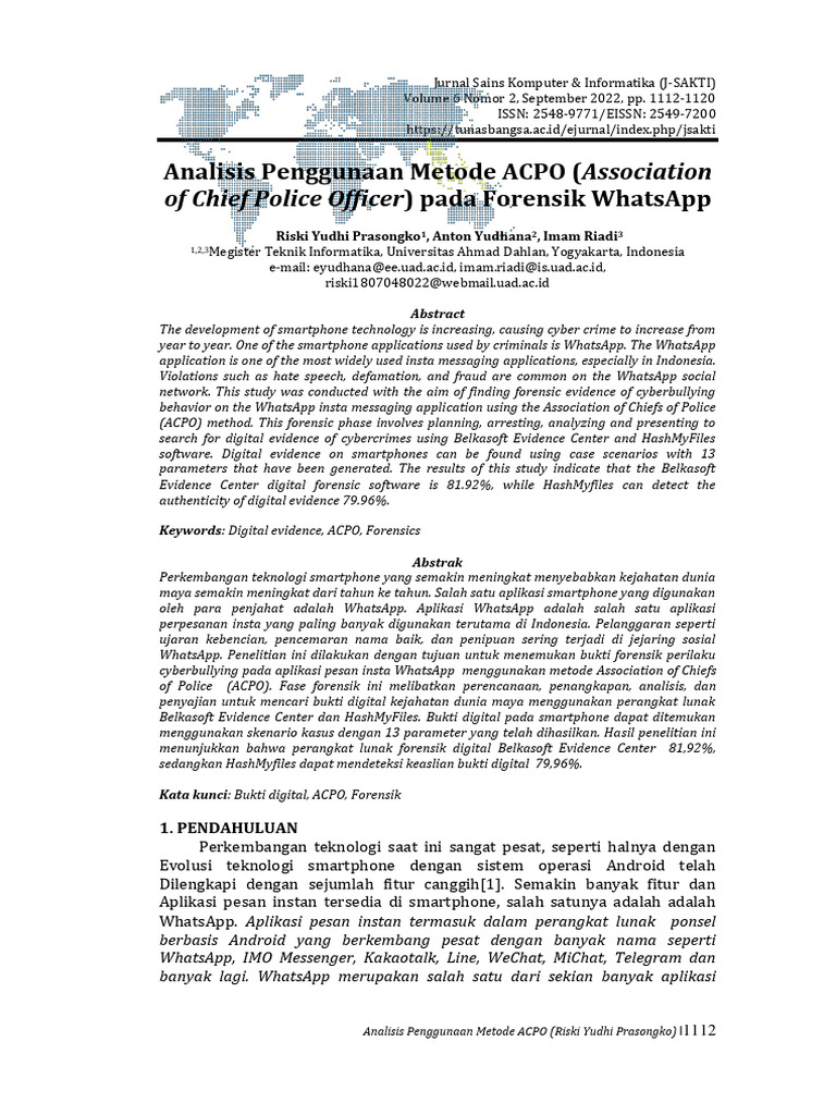 Forensik WhatsApp dengan Metode ACPO | PDF | Komputer | Teknologi ...