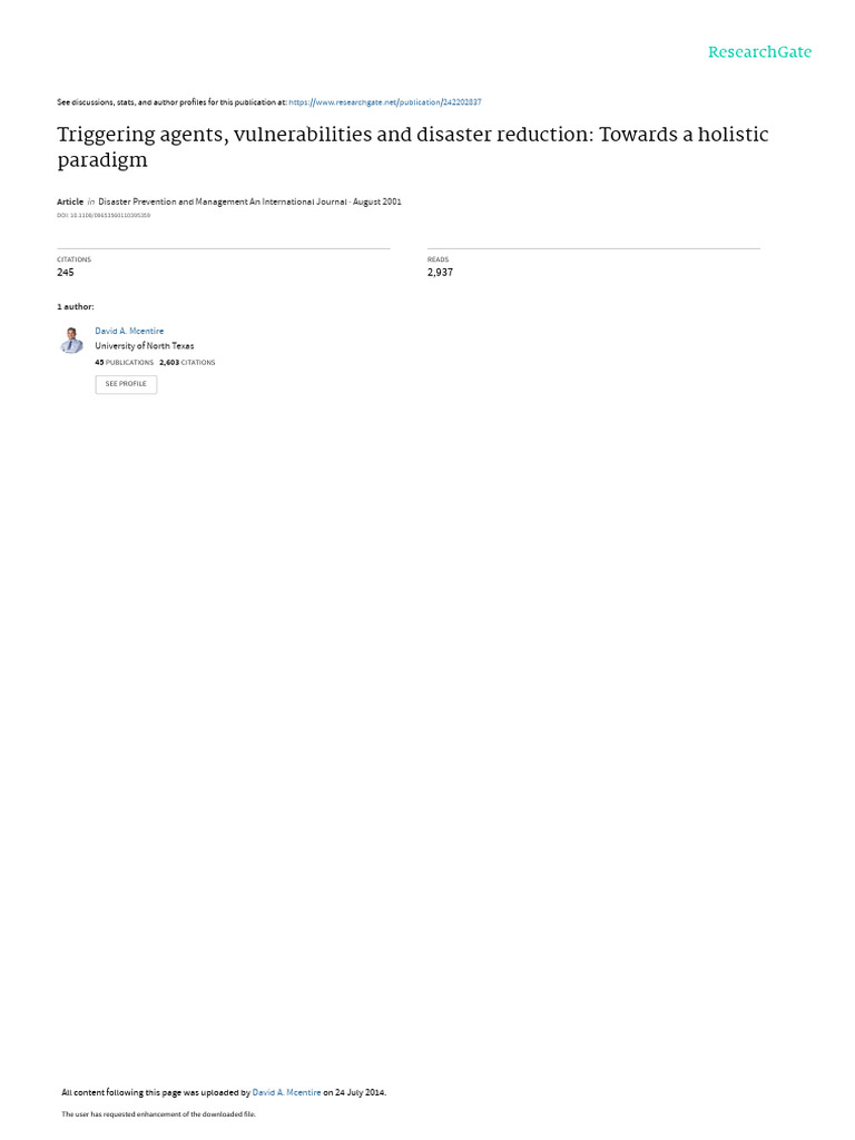 Dpm Triggering Pdf Emergency Management Vulnerability