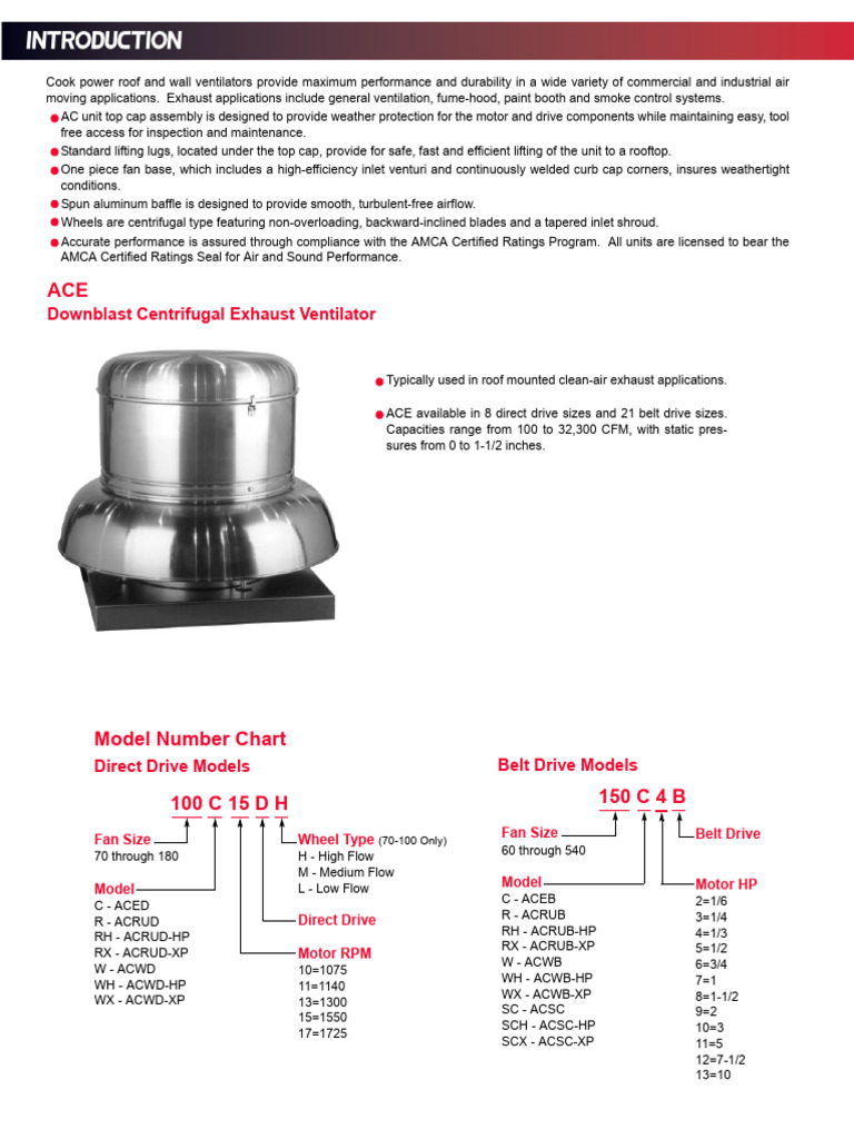 Loren Cook ACED Exhaust Fan Overview | PDF | Horsepower | Mechanical ...